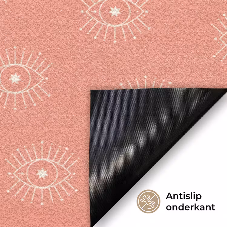 Boho - Print - Roze - Wit - Ogen Deurmat klein -antislip_NL