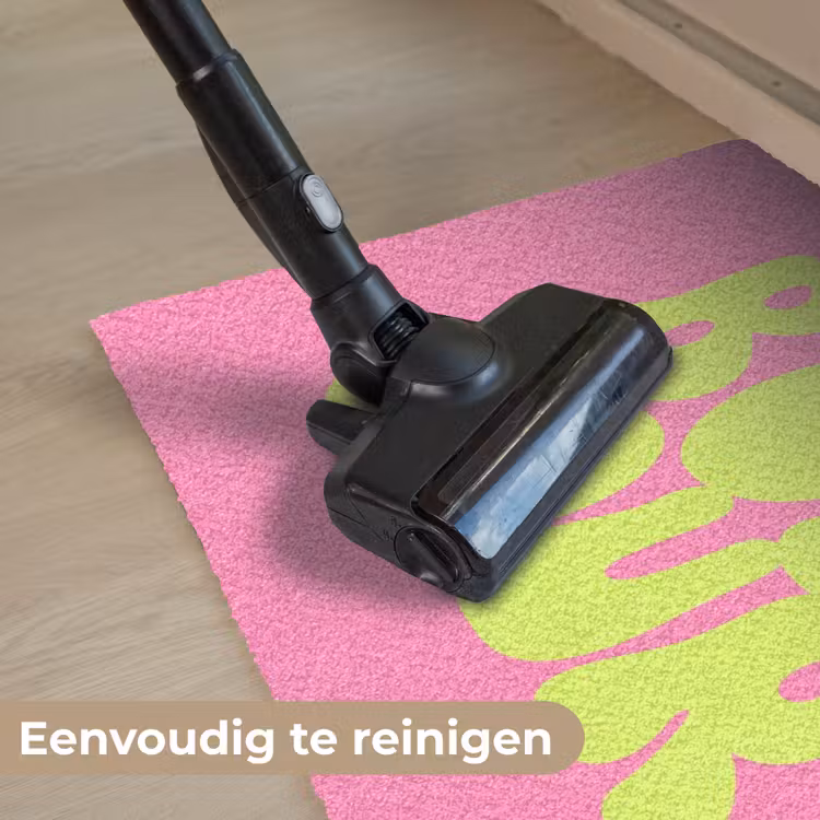 Bonjour - Roze - Fel groen Deurmat klein -reinigen_NL