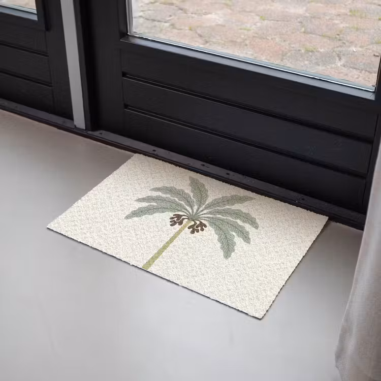 Boom - Bladeren - Groen - Decoratief - Beige Deurmat klein -sfeer2