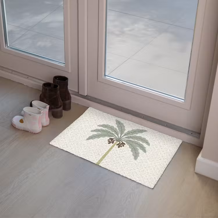 Boom - Bladeren - Groen - Decoratief - Beige Deurmat klein -sfeer3