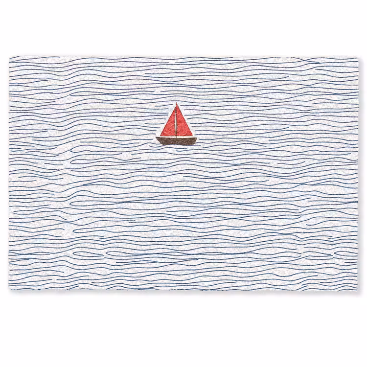 Boot - Water - Rood - Illustratie - Minimalistisch Deurmat klein -zkaufland3d