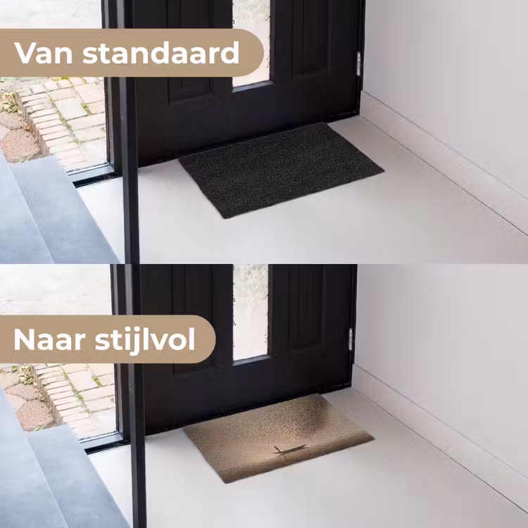 Bootje - Blaadjes - Goud - Water Deurmat klein -voor-na_NL