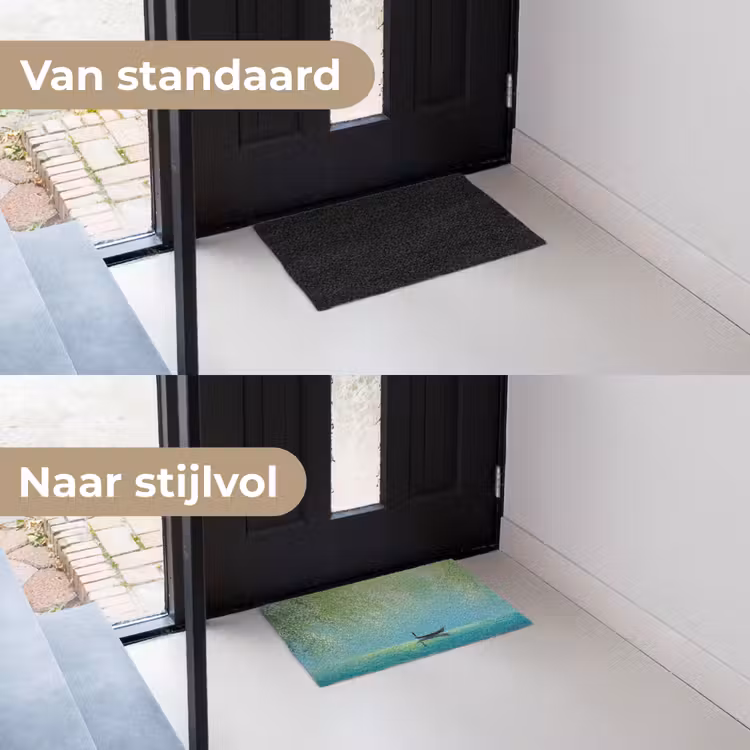 Bootje - Water - Bladeren - Bloesems Deurmat klein -voor-na_NL