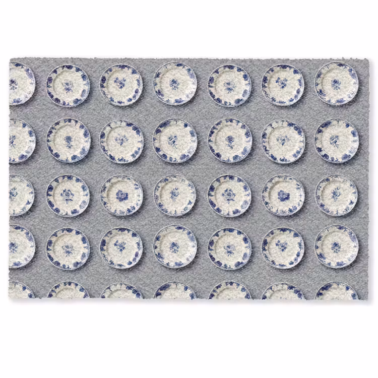 Borden - Bloemen - Blauw - Wit Deurmat klein 898 -zkaufland3d