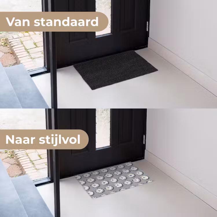 Borden - Bloemen - Blauw - Wit Deurmat klein 898 -voor-na_NL
