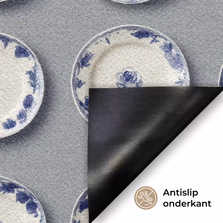 Borden - Bloemen - Blauw - Wit Deurmat klein 898 -antislip_NL