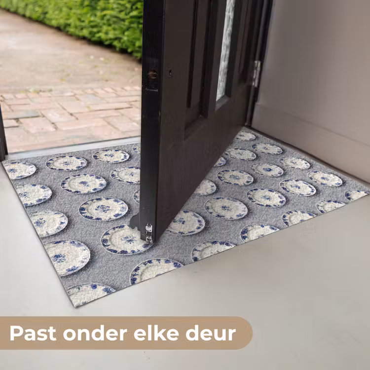 Borden - Bloemen - Blauw - Wit Deurmat klein 898 -USP_NL