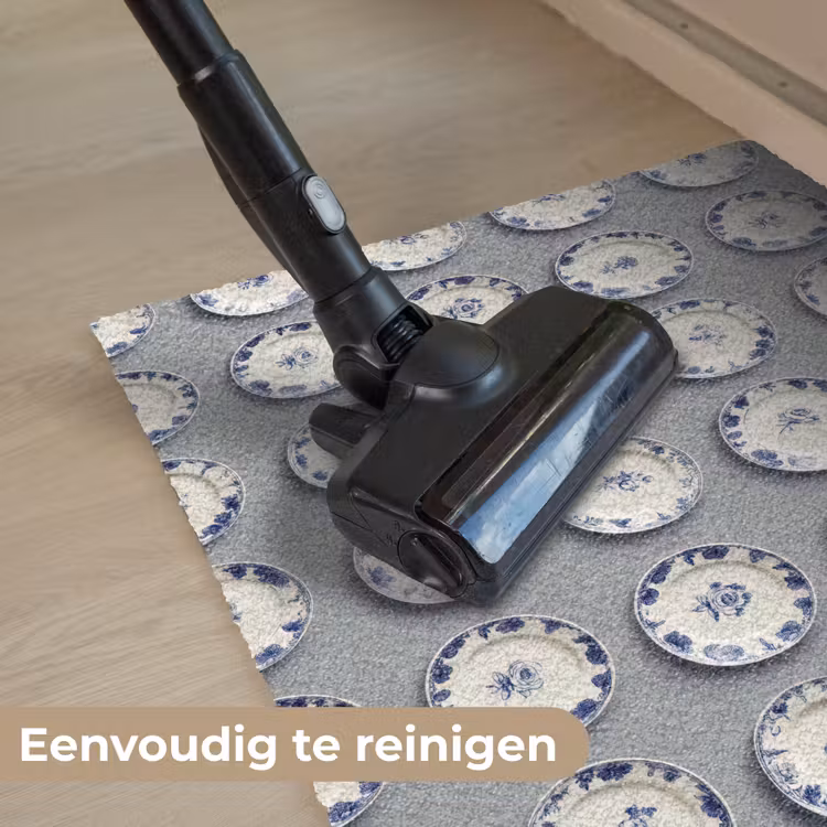 Borden - Bloemen - Blauw - Wit Deurmat klein 898 -reinigen_NL