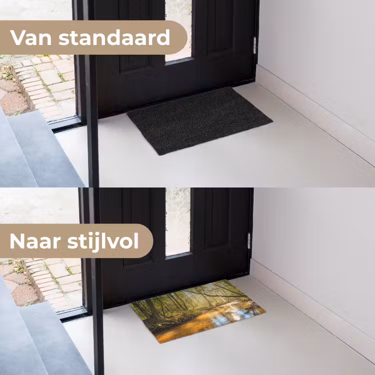 Bos - Beek - Zonlicht - Natuur - Groen Deurmat klein -voor-na_NL
