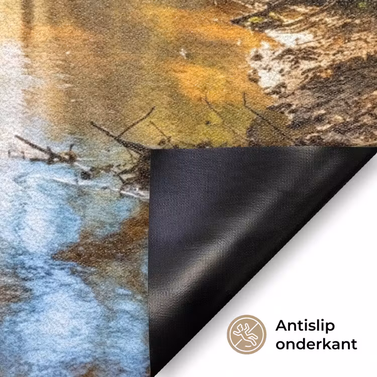 Bos - Beek - Zonlicht - Natuur - Groen Deurmat klein -antislip_NL