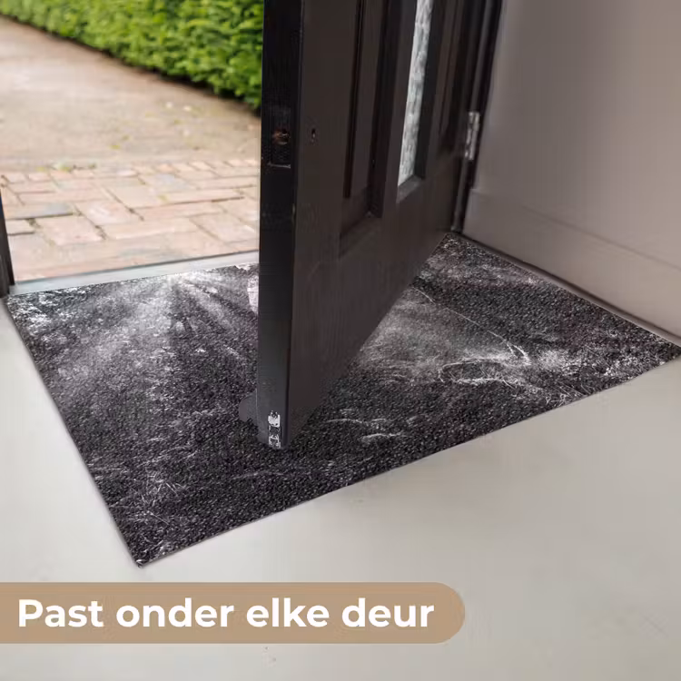 Bos - Lichtstralen - Natuur - Zwart-wit Deurmat klein -USP_NL