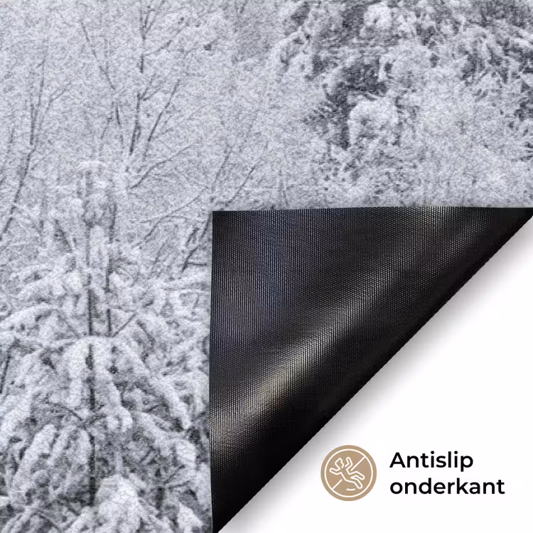 Bos - Sneeuw - Winter - Natuur - Wit Deurmat klein -antislip_NL