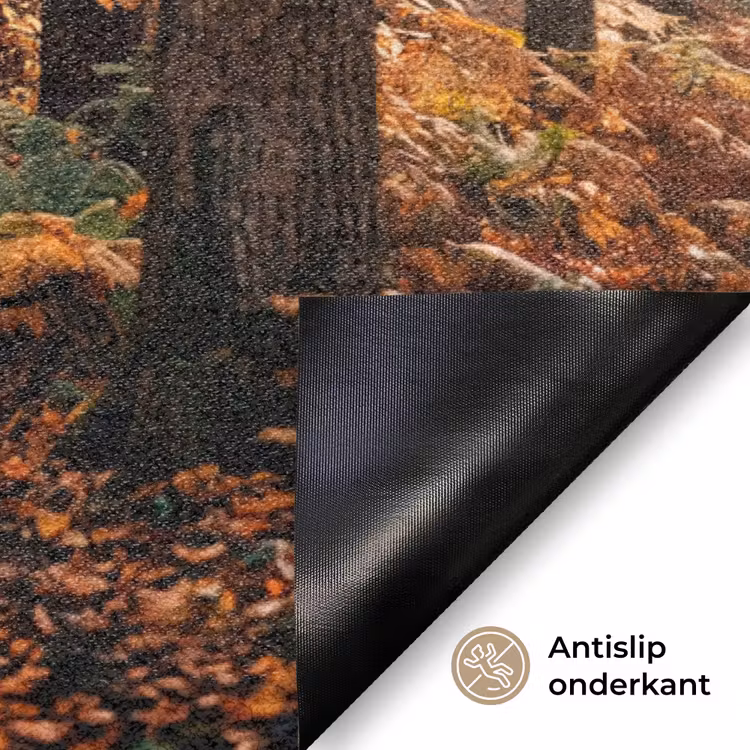 Bospad - Herfstbos - Bladeren - Oranje - Nostalgisch Deurmat klein -antislip_NL