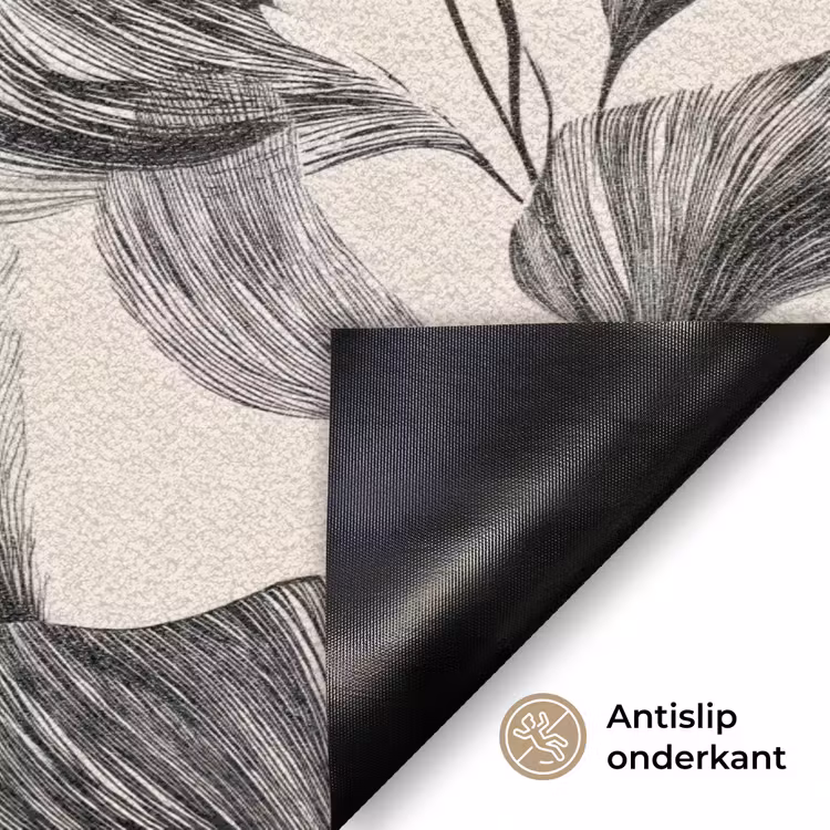 Botanisch - Bladeren - Zwart Deurmat klein 898 -antislip_NL