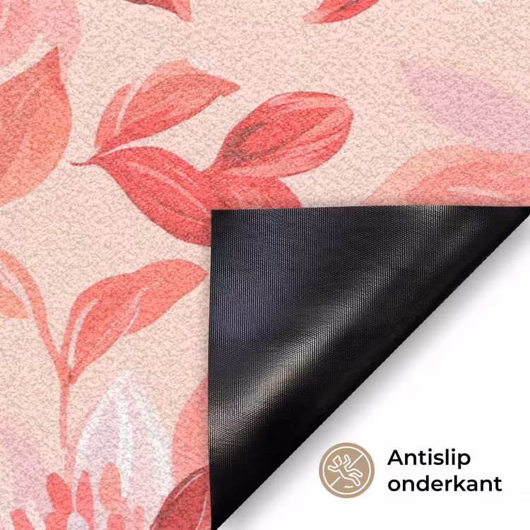 Botanisch - Bloemen - Rood Deurmat klein 898 -antislip_NL