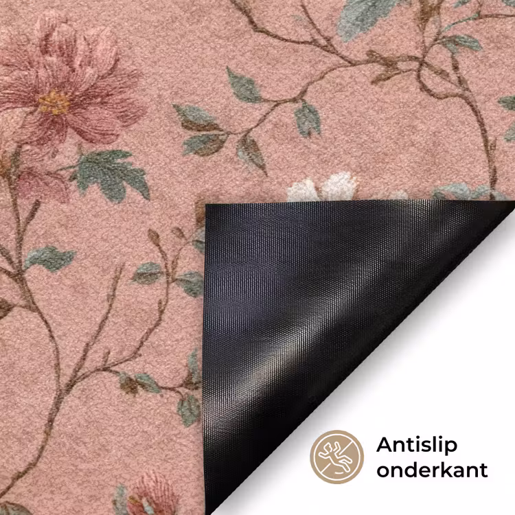 Botanisch - Bloemen - Roze Deurmat klein 898 -antislip_NL