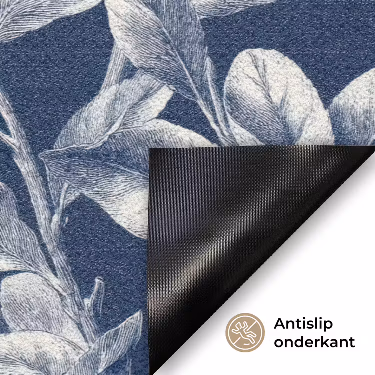 Botanisch - Patroon - Blauw Deurmat klein 898 -antislip_NL
