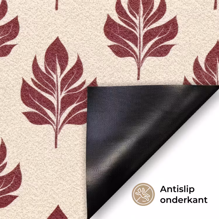 Botanisch - Patroon - Bordeaux Deurmat klein 898 -antislip_NL