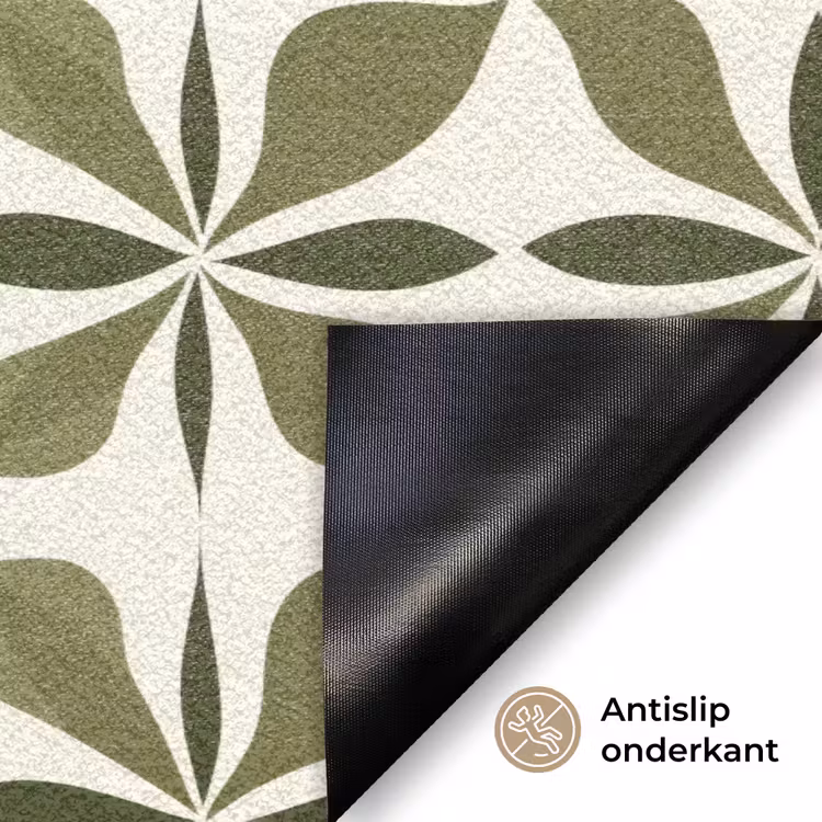 Botanisch - Retro - Groen Deurmat klein 898 -antislip_NL