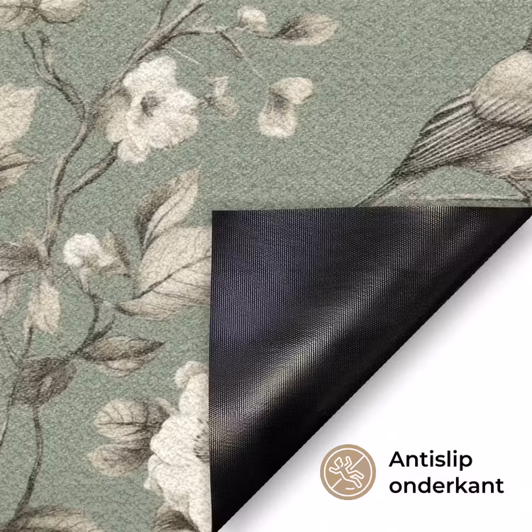 Botanisch - Vogels - Groen Deurmat klein 898 -antislip_NL