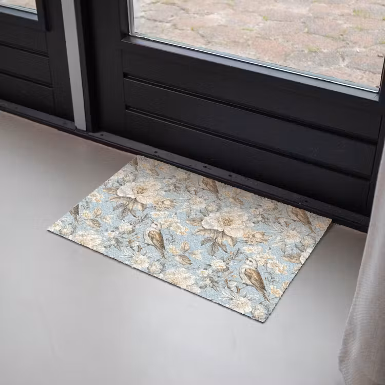 Botanisch - Zangvogel - Blauw Deurmat klein 898 -sfeer2