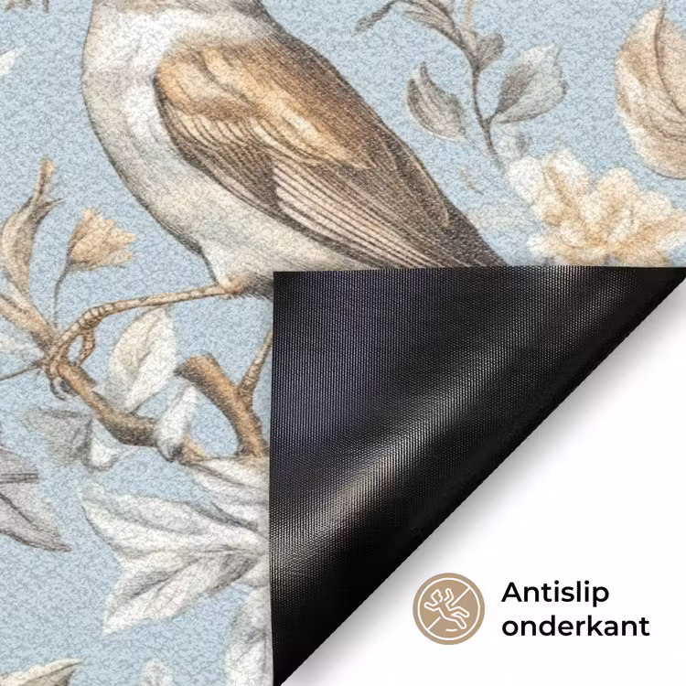 Botanisch - Zangvogel - Blauw Deurmat klein 898 -antislip_NL