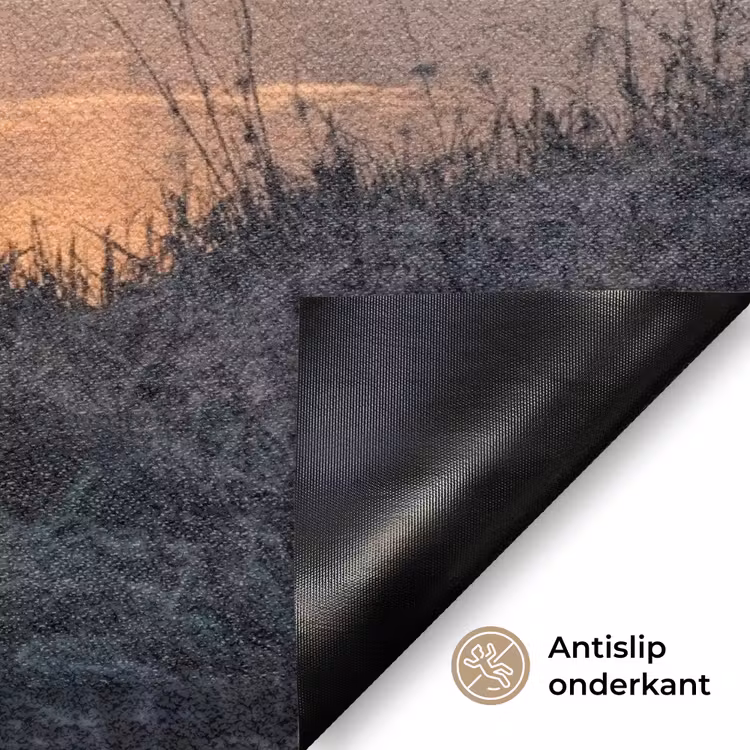 Brug - Mist - Bomen - Water Deurmat klein -antislip_NL