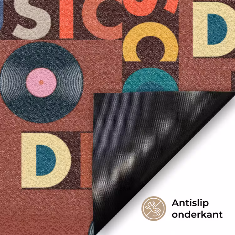 Bruin - Retro - Disco - Patroon Deurmat klein 898 -antislip_NL