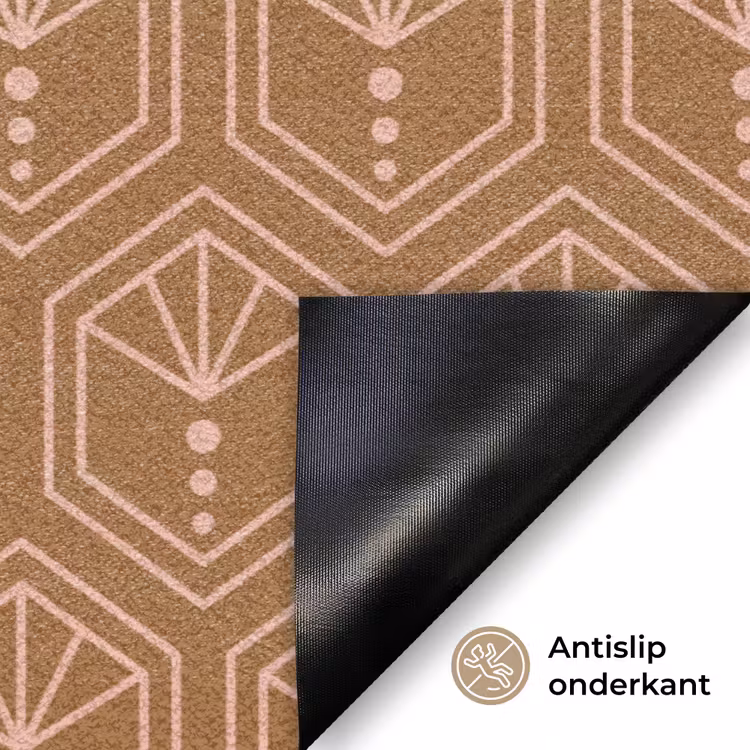 Bruin - Roze - Geometrisch - Patroon Deurmat klein 898 -antislip_NL