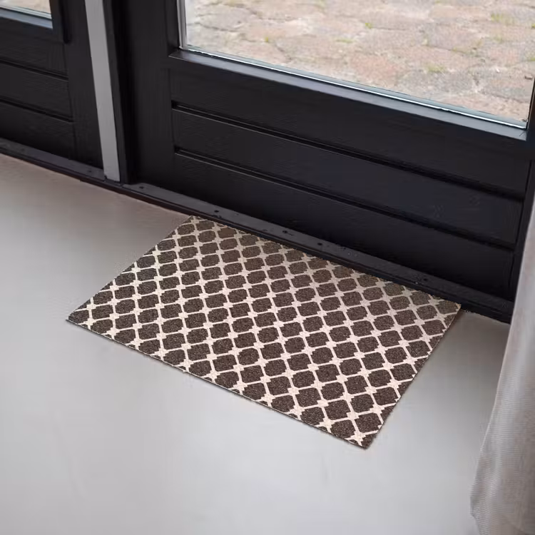 Bruin - Ruitpatroon - Geometrisch Deurmat klein 898 -sfeer2