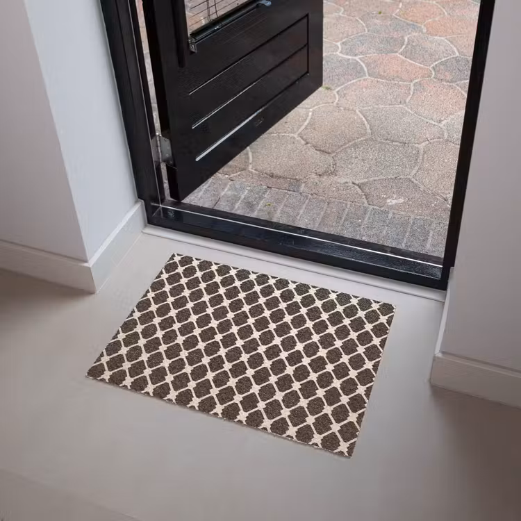 Bruin - Ruitpatroon - Geometrisch Deurmat klein 898 -sfeer5