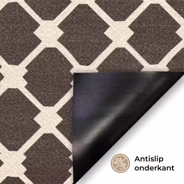 Bruin - Ruitpatroon - Geometrisch Deurmat klein 898 -antislip_NL