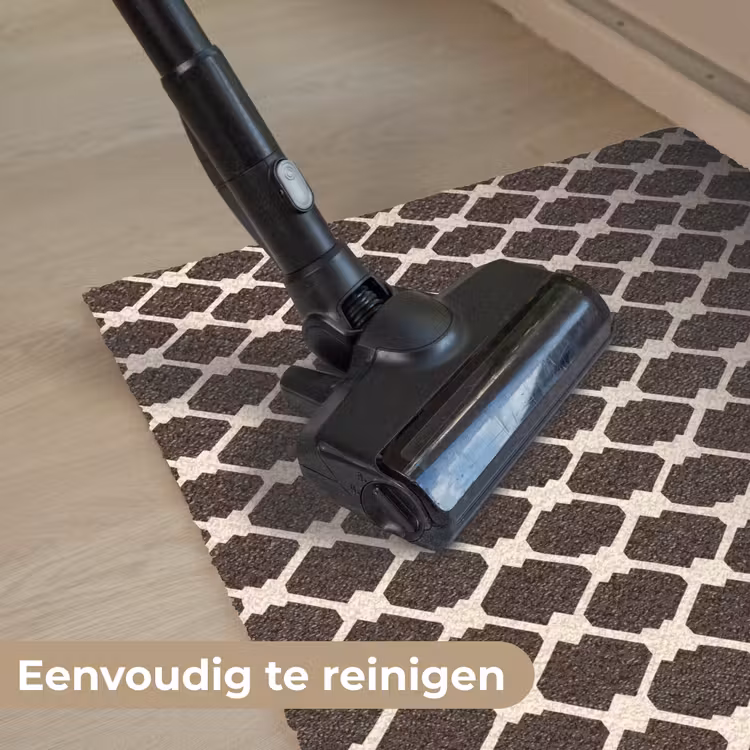 Bruin - Ruitpatroon - Geometrisch Deurmat klein 898 -reinigen_NL