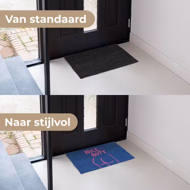 Brutaal - Grappig - Blauw Deurmat klein -voor-na_NL