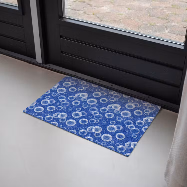 Bubbels - Patroon - Blauw Deurmat klein -sfeer2