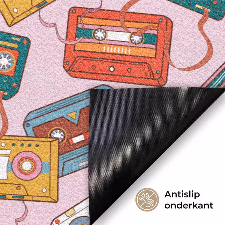 Cassette - Patroon - Roze Deurmat klein 898 -antislip_NL