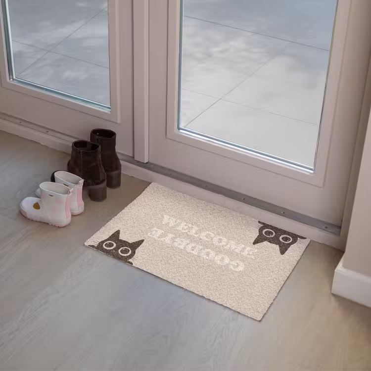 Cat - Beige - Welcome - Goodbye Deurmat klein -sfeer3