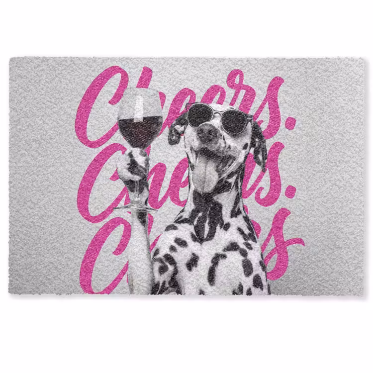 Cheers - Hond - Roze - Wijn Deurmat klein -zkaufland3d