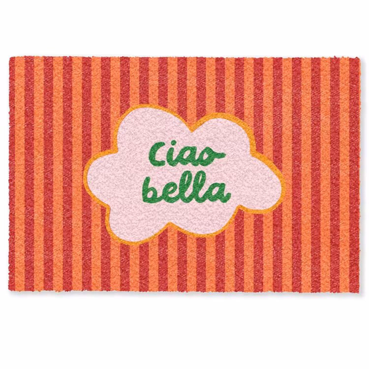 Ciao bella - Tekstwolk - Strepen - Oranje Deurmat klein -zkaufland3d