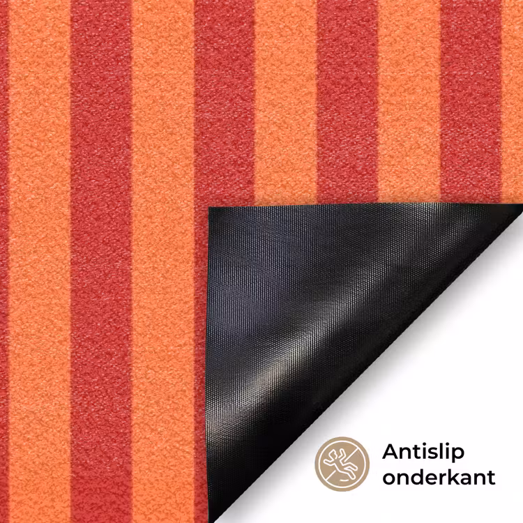 Ciao bella - Tekstwolk - Strepen - Oranje Deurmat klein -antislip_NL