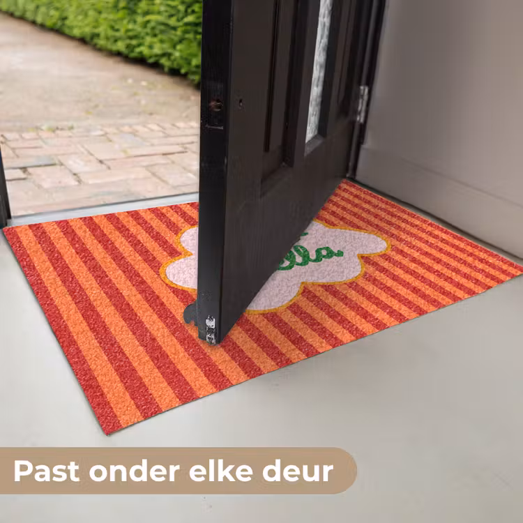 Ciao bella - Tekstwolk - Strepen - Oranje Deurmat klein -USP_NL