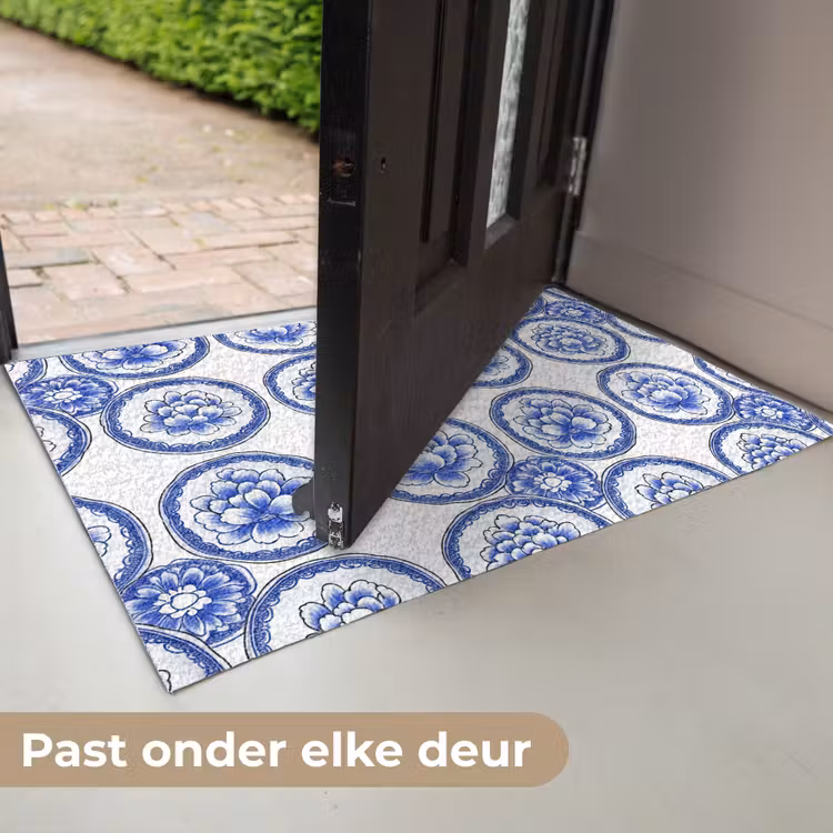Cirkels - Bloemen - Blauw Deurmat klein 898 -USP_NL