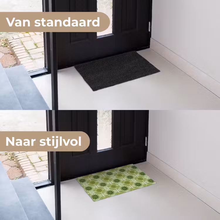 Cirkels - Patroon - Groen Deurmat klein 898 -voor-na_NL
