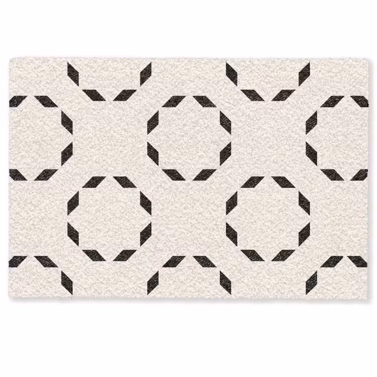 Cirkels - Patroon - Zwart - Beige - Abstract Deurmat klein -zkaufland3d