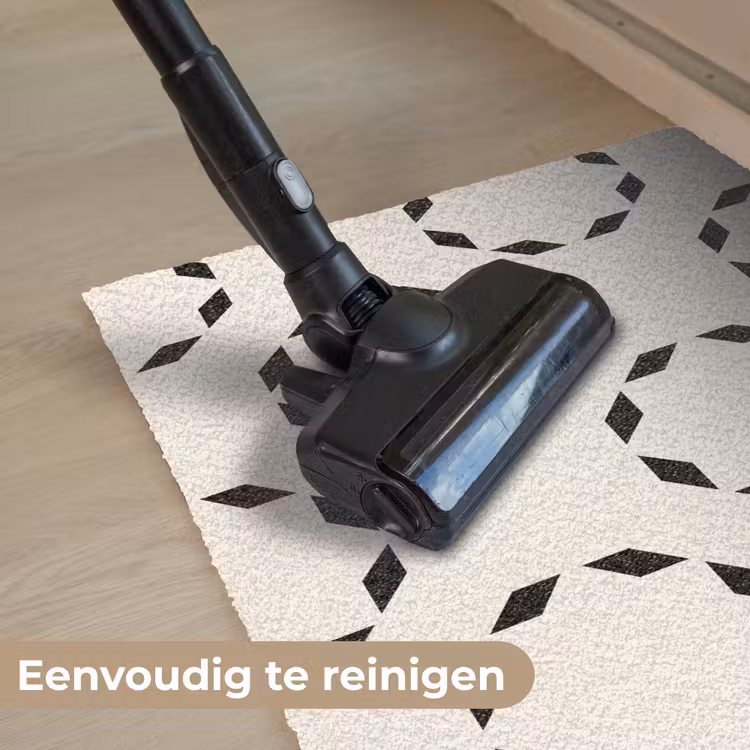 Cirkels - Patroon - Zwart - Beige - Abstract Deurmat klein -reinigen_NL