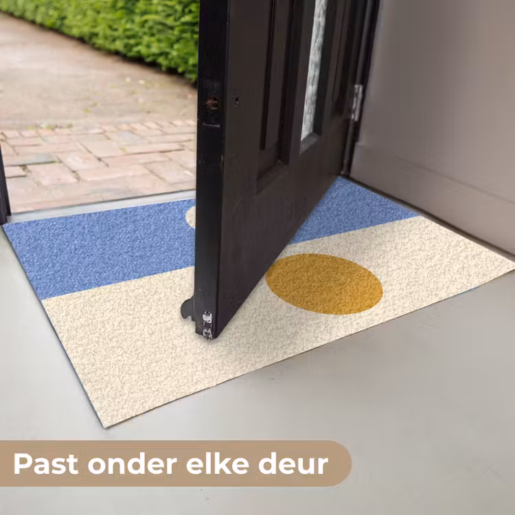 Cirkels - Symmetrisch - Wit - Blauw- Geel Deurmat klein -USP_NL