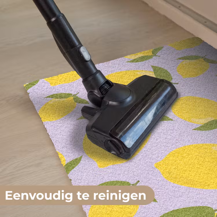 Citroenen patroon - Geel - Paars - Patroon - Vruchten Deurmat klein -reinigen_NL
