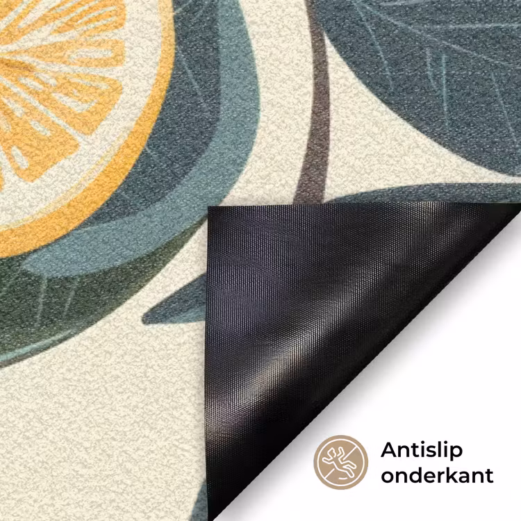 Citroenen - Vruchten - Bladeren - Geel - Groen - Beige Deurmat klein -antislip_NL