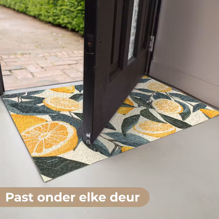 Citroenen - Vruchten - Bladeren - Geel - Groen - Beige Deurmat klein -USP_NL