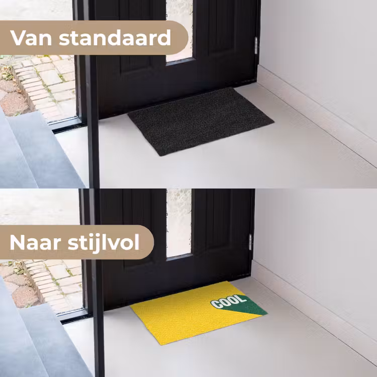 Cool - Geel - Groen Deurmat klein -voor-na_NL